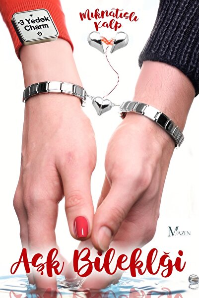 MAZEN سوار على شكل قلب مزدوج مغناطيسي إيطالي - سوار للزوجين مقاس 18 سم من الف...