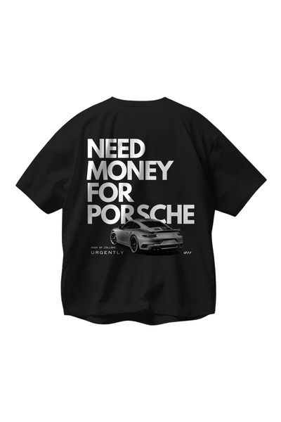 SVART WEAR Χρειάζεται μπλουζάκι Porsche με τύπωμα oversized Unisex Μαύρο μπλο...