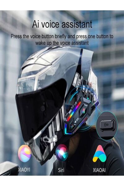 Kensa Y020 Ip67 Su Geçirmez Sesli Asistan Rgb Hd Ses Bluetooth Interkom Kask Kulaklığı