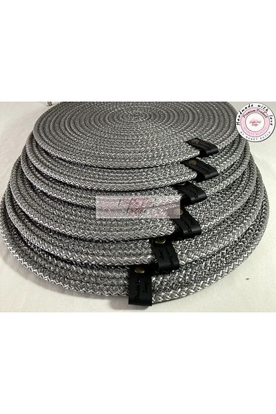 DOUBLE KNOT DESİGN 6 Pieces Silvery Shiny Gray Tress Plate American Service Gift Mother's Day