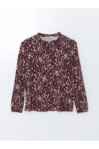 LC Waikiki LCW Grace Damson Bluse mit gemustertem Kragen