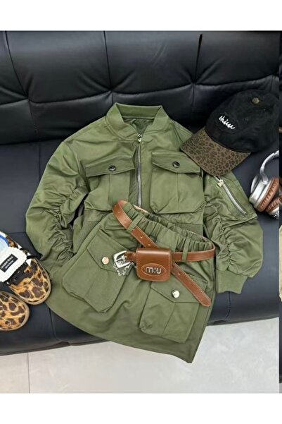 selvi wear Double Kids Set Skirt and Jacket - 80% Cotton, 20% Polyester, + Belt