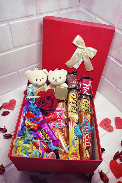 Genel Markalar 14 Şubat Sevgililer Günü Hediyesi Sevgiliye Hediye Gül,Ayıcık ,Büyük Boy Çikolata Kutusu