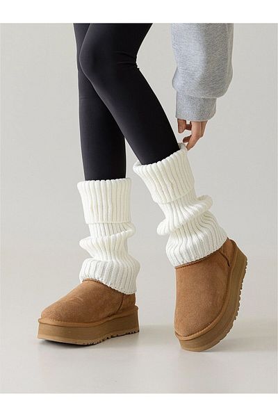 moda mh Tricotaj acrilic premium - Încălzitor de picioare Ecru Leg Warmers