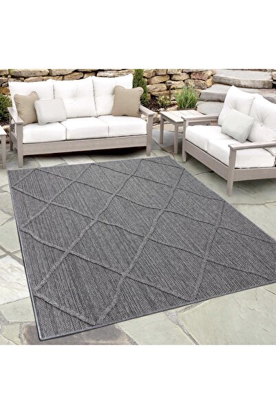 Pixel Baklava Desenli Gri Salon Halısı, Mutfak Halısı, Yolluk, Dış Mekan Halısıı