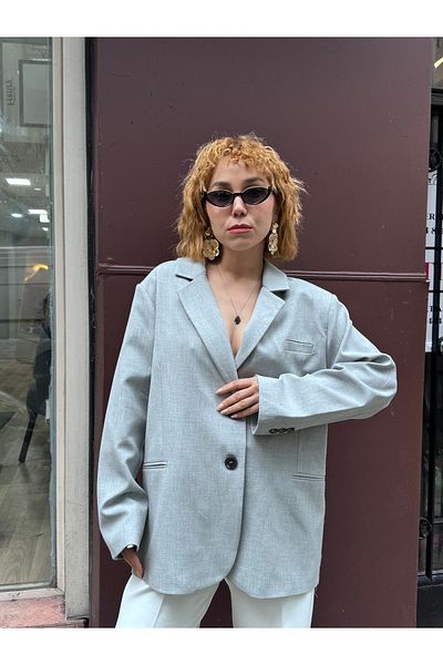 Bak'ap Premium Stone Printed Lined Slit Shiny Cotton Blazer Jacket