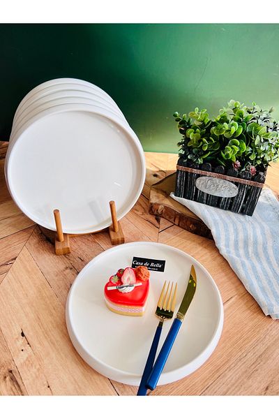 CASA DE BELLA Bone Porcelain 6-Person 20cm White Porcelain Breakfast/Serving Dish