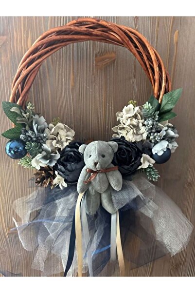 florealFlowers KAPI SÜSÜ  Bambu Çelenk, 25Cm MAVİ