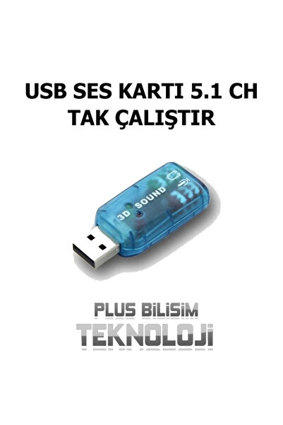 Plus Bilişim OEM Usb Ses Kartı 5.1 Harici 3.5mm Aux ve Mikrofon Çıkışlı HD Yüksek Kalite (Usb Sound) Plus Bilişim