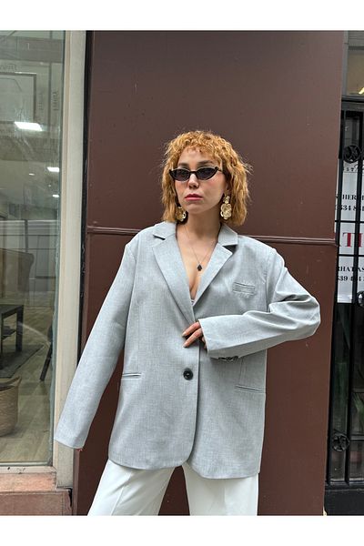 Bak'ap Premium Stone Printed Lined Slit Shiny Cotton Blazer Jacket