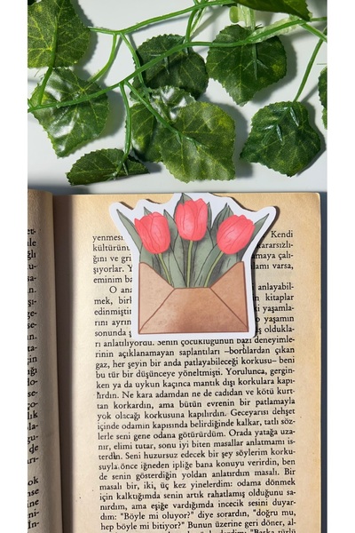 Handeto Kraft علامة كتاب توليب وردية مطلية بـ PVC - هيكل لامع وصعب