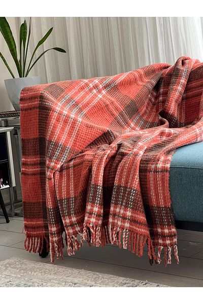 Pink & Blue Home بطانية سكوتش |   شال أريكة |   مفرش سرير