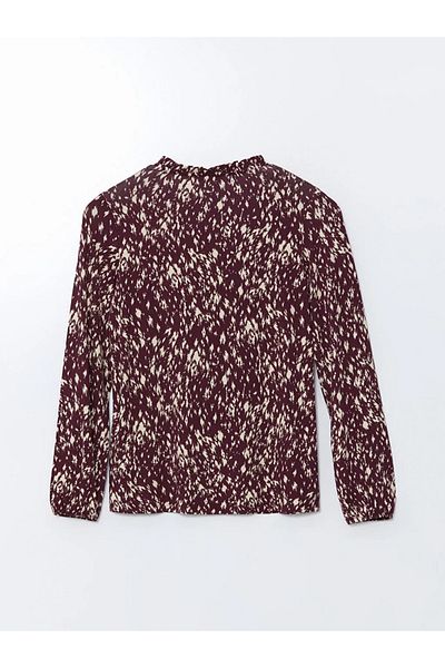 LC Waikiki LCW Grace Damson Bluse mit gemustertem Kragen