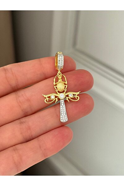 emy by emel luxury silver jewelry Altın Kaplama Nil Anahtarı Kolye Ucu 925 Ay...