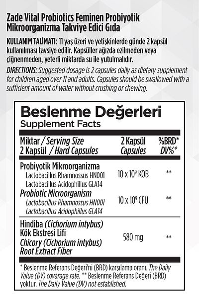 Zade Vital Feminen Probiotic Food Supplement 30 Capsules