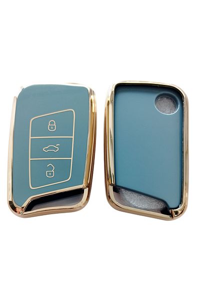 Kasey Volkswagen Passat B8 Skoda Superb Kodiaq - Smart Control Key Case, Gray Gold Compatible Auto Keychain
