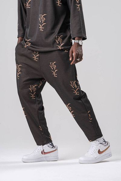 Superbluemexico Αθλητικό παντελόνι UNISEX κινέζικο εμπριμέ casual oversize Motto