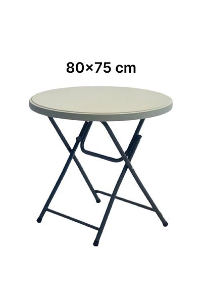 TrentonGCC Outdoor Camping Portable Table, Plastic Round Height Folding Table for Party Event, White 95x75 cm