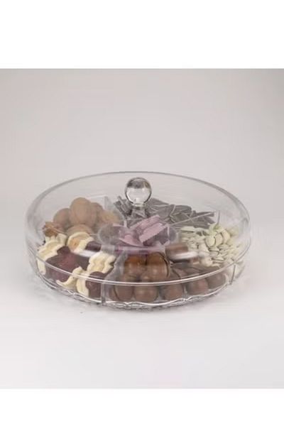 Generic Plastic Divided Nuts Plate with Lid 30X10 CM