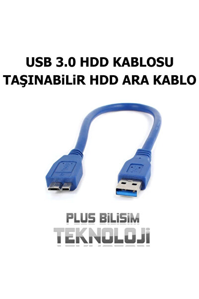 Plus Bilişim OEM Usb 3.0 Hdd Hardisk Kablosu, Taşınabilir HDD Kablosu, Data Kablosu 30cm Plus Bilişim