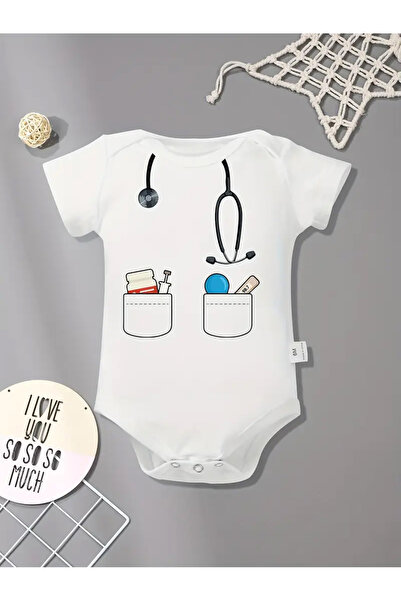 Lotus Baby بدلة أطفال بأكمام قصيرة مصنوعة من القطن بنسبة 100% بتصميم الطبيب