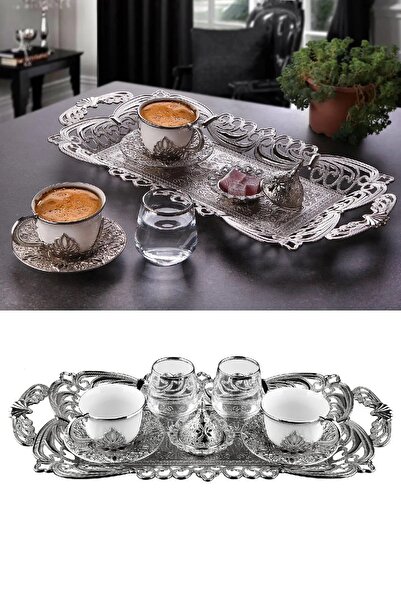 BİTERSE Otantik Lüks İki Kişilik Tam Takım Kahve Seti Tepsili Ahu İkili Sunum...