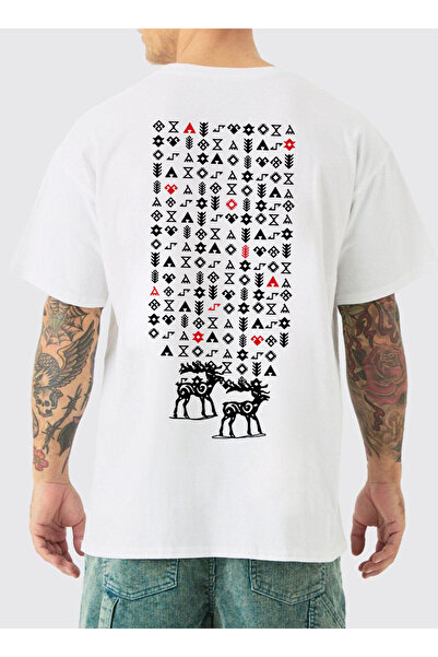 VEK تي شيرت كبير الحجم للجنسين - كليم تركي، 100% قطن