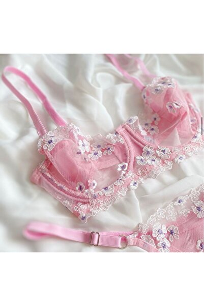 MODA Broderie cu margarete roz