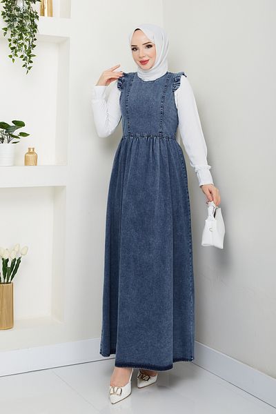 Pamuk Butik Women's Denim Jeans Gilet Salopet