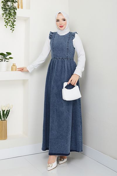 Pamuk Butik Women's Denim Jeans Gilet Salopet