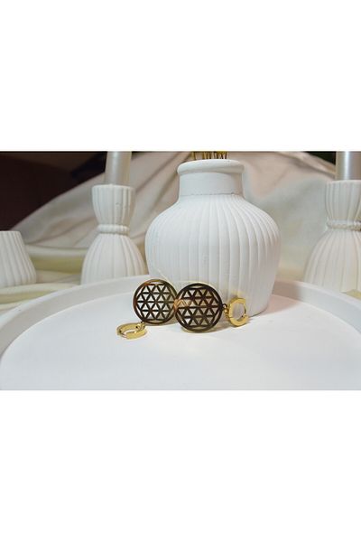 fezzstore Fezzstore46 High Quality Gold 316L Steel Circle Shaped Earrings