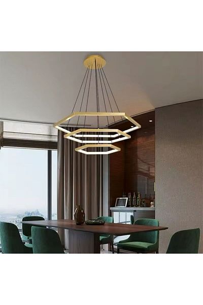 Vonalight Modern Led Triple Hexagon - Living Room, Kitchen, Bedroom, Pendant Lamp - Chandelier 3000K 30+50+70cm