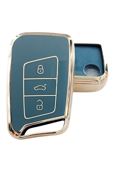 Kasey Volkswagen Passat B8 Skoda Superb Kodiaq - Smart Control Key Case, Gray Gold Compatible Auto Keychain