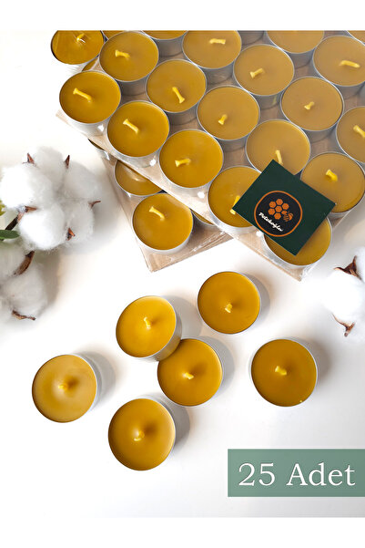 Petekoğlu (25 ADET) Bal Mumu Tealight Mum Doğal Petek Balmumu Mum Standart Boy Buhurdanlık Için Beeswax Candle