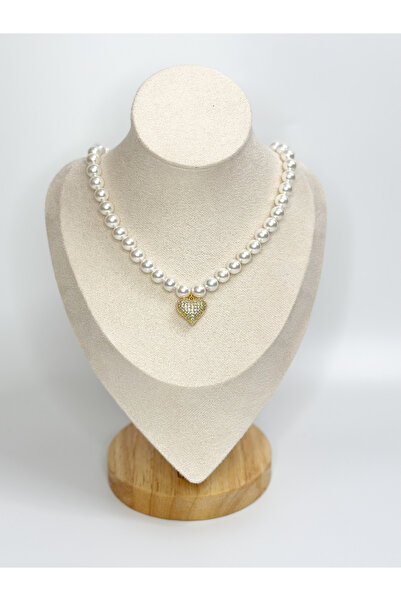 Zey Jewellery Altın Kalp İnci Kolye