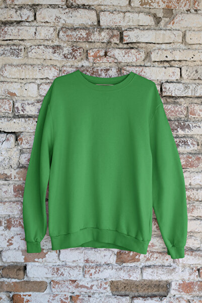 Butik Φούτερ Unisex με μακρύ μανίκι 2 νήματα χωρίς στάμπα με λαιμόκοψη ποδηλάτου