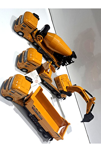 Ailenizin Oyuncakçısı 3 OYUNCAK SÜRTMELİ KIRILMAZ İŞ MAKİNASI KEPÇELİ TIR MİKSER KAMYON  24X13CM KAFA DÖNER HAREKETLİ