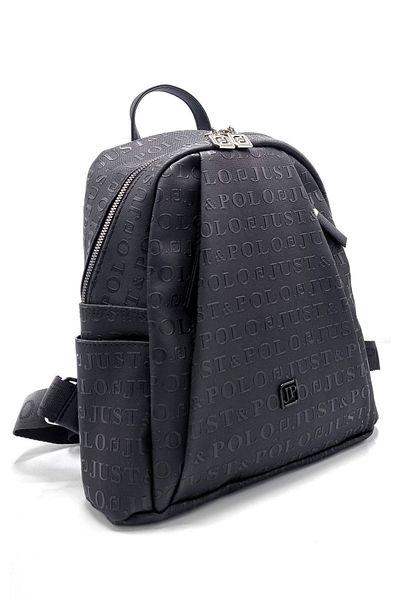 çantamgelsin Just Polo Women's Black 9 Compartment Embossed Printed Backpack New Season