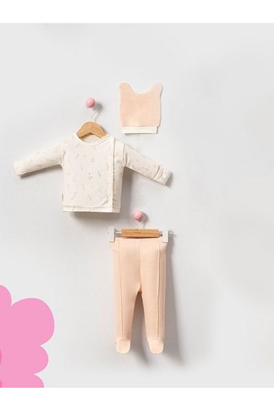 alisbebe Babycan 0-3 Months Floral Motif 3-Piece Bodysuit Baby Girl Set 100% Cotton