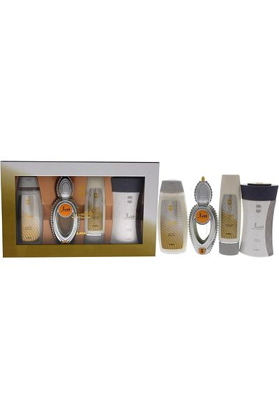 Ajmal Wisal Gift Set for Unisex, 50ml PERFUME,200ml SHOWER GEL,100ml BODY LOTION & 80 GRAMS POWDER