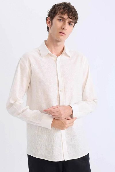 DeFacto Ανδρικό πουκάμισο με μακρυμάνικο γιακά Polo Regular Fit D7394ax/er77