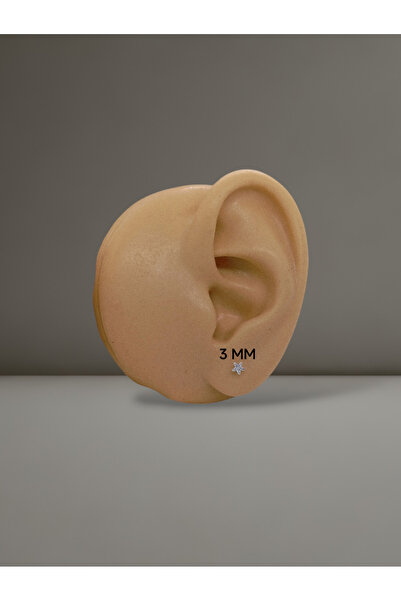 Kjewelry 925 Ayar Gümüş Zirkon Tektaş Beyaz Yıldız Küpe ( 1 Çift )