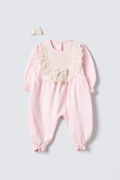 Rise Raba Baby Girl Lace Long Sleeve Jumpsuit with Buckle Gift 3-9 Months