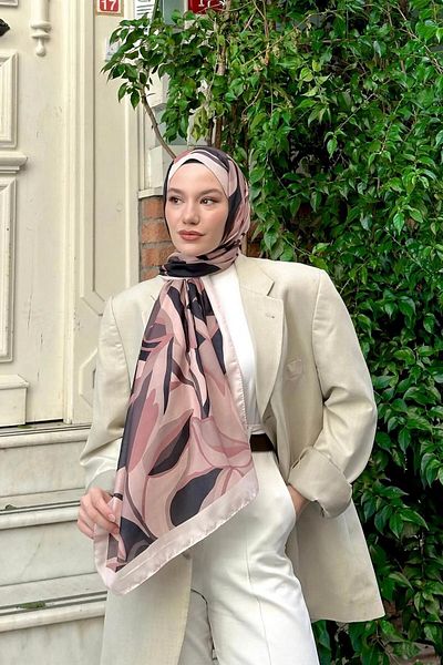 akix Fuchsia Black Silk Series Nature Lilies Soft Shawl