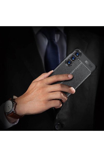 tekno grup Realme C21 Case Leather Pattern Luxury Niss Silicone Navy Blue + Nano Screen Protector