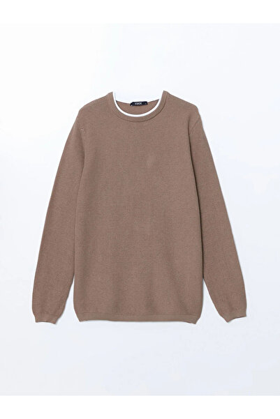 LC Waikiki Xside Brown Crew Neck Long Sleeve Men's Knitwear Sweater