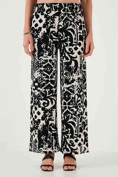 Lela Patterned Standard Fit High Waist Wide Leg Pants Pants 5869019