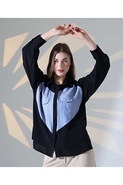 FASHION FYM FASHION KADIN GOMLEK KALP DETAYLI CESİKA KUMAŞ