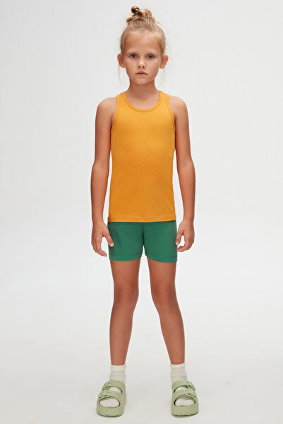 LOVETTI قميص سباحة أساسي مسطح للفتيات باللون الأصفر الكادميوم