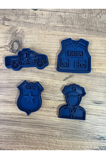 Police Themed Cookie Mold and Stamp Set-4 pcs
